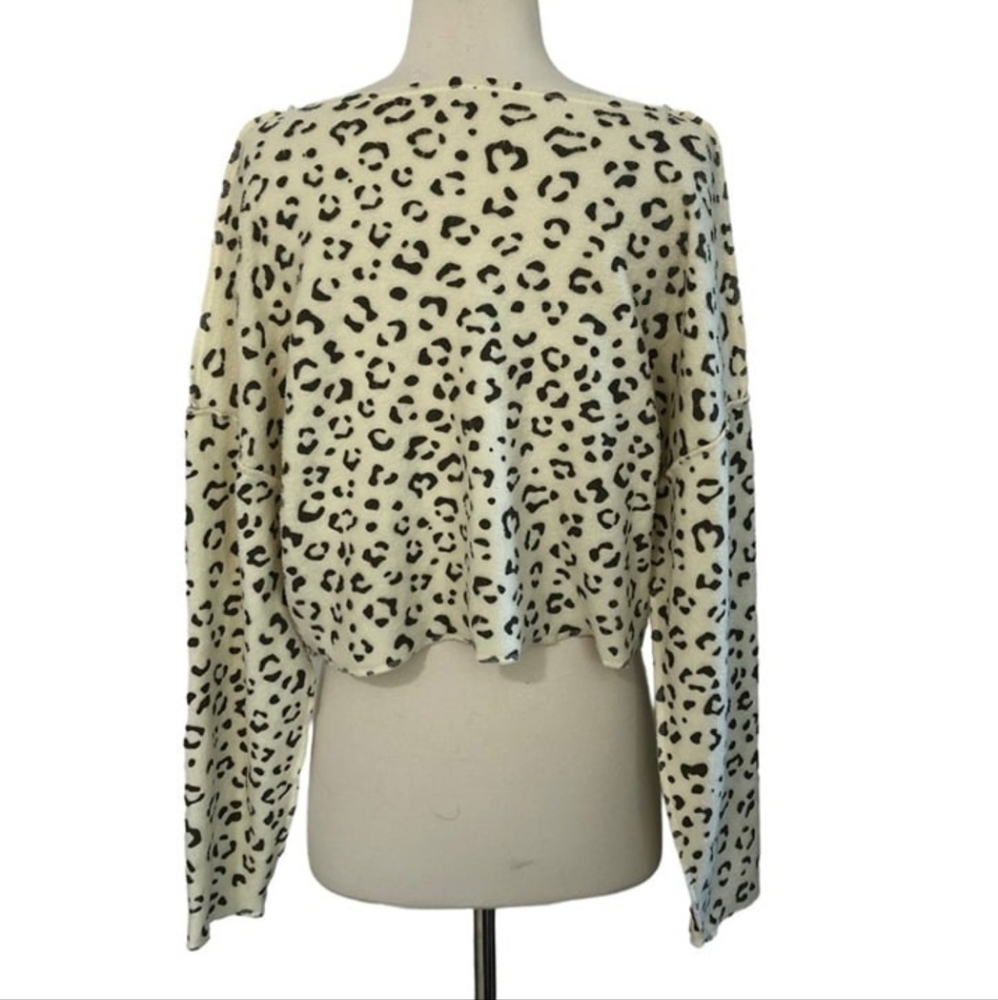 Intimately Free People Womens Leopard Ultra Soft Cropped Pullover Sweater Small